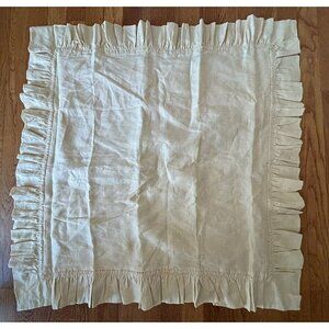 Pottery Barn Pure Linen Ruffle Edge 26" Square Euro Pillow Sham Pale Yellow